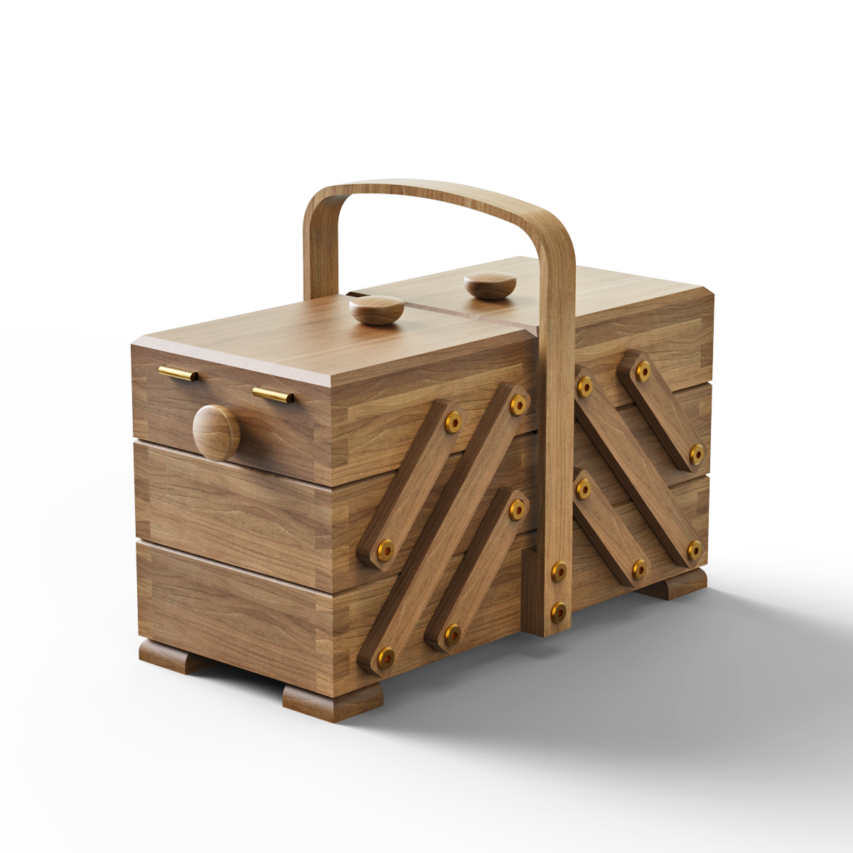 多层可折叠木盒结构3D